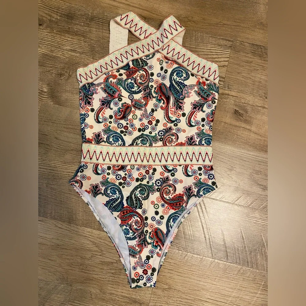 NWT One Piece bathing suit. GORGEOUS details.  Shein.  XL 12-14 - Picture 2 of 8